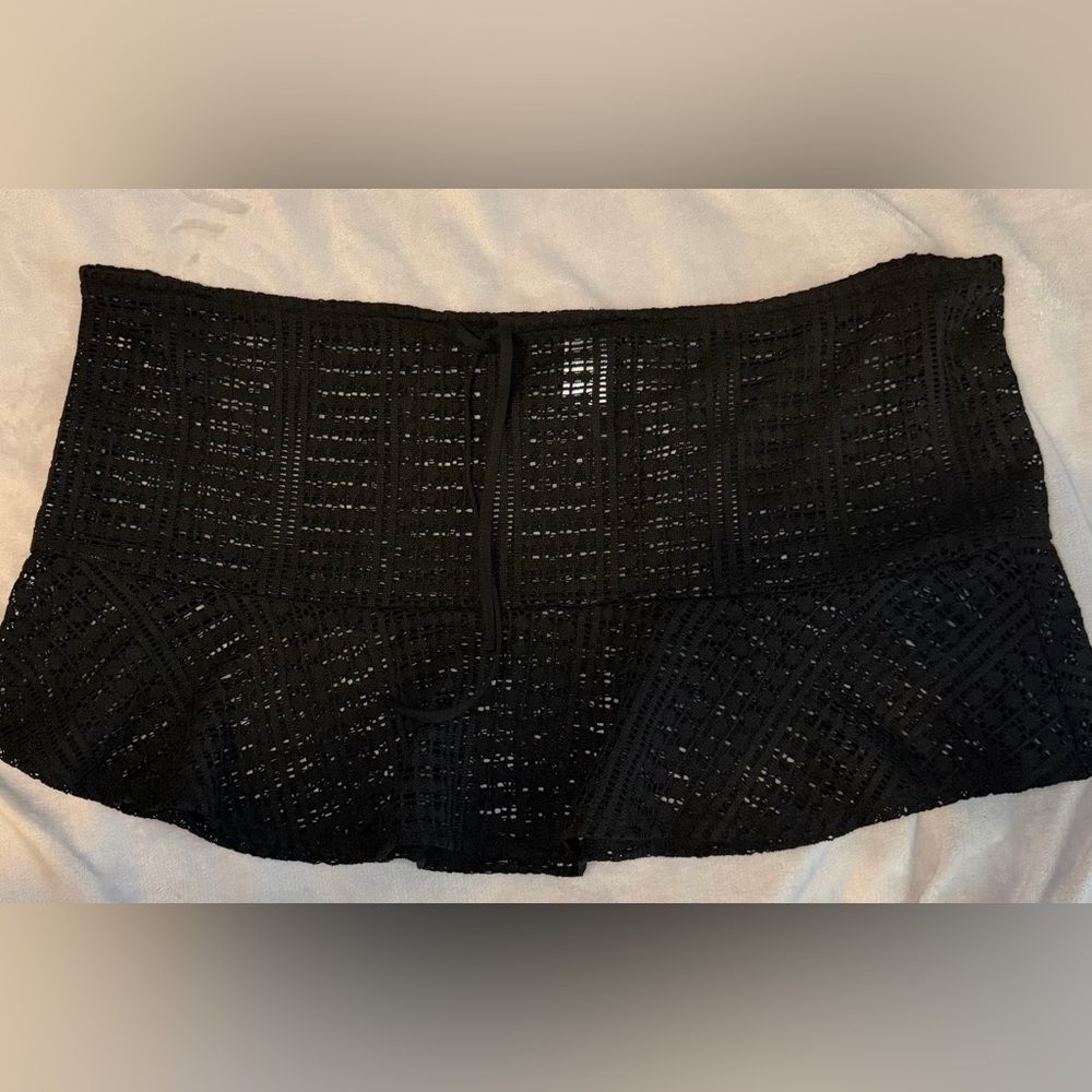Wild Fable Black Open-Knit Swim Skirt